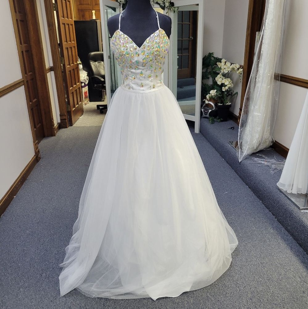 PRECIOUS FORMALS WHITE HOMECOMING DRESS